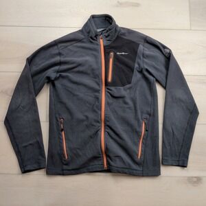 Eddie Bauer First Ascent Fleece Jacket Mens Medium Grey Orange Zip Hiking Layer